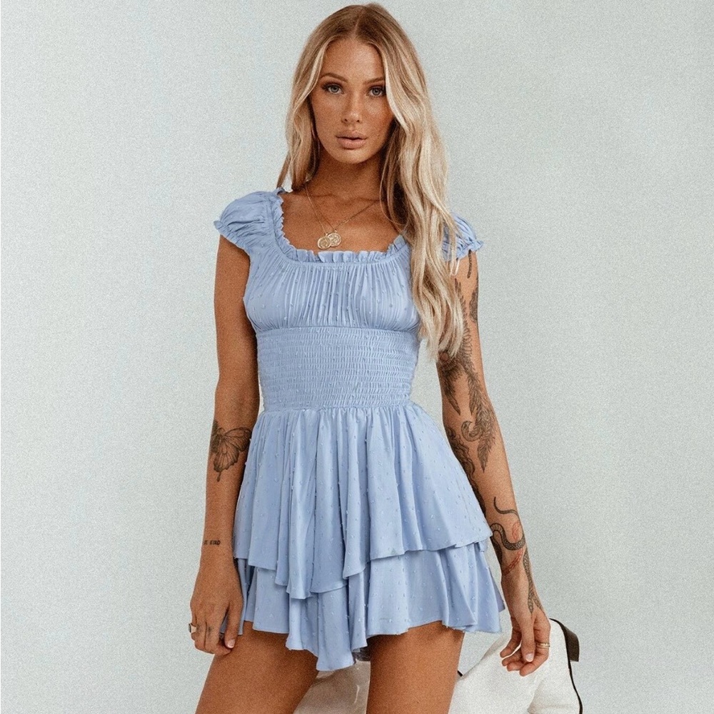 Princess Polly Sky Blue Ruffle Mini Dress